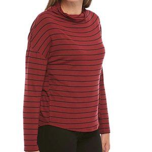 NWT Madison Striped Long Sleeve Mock neck Tee XL